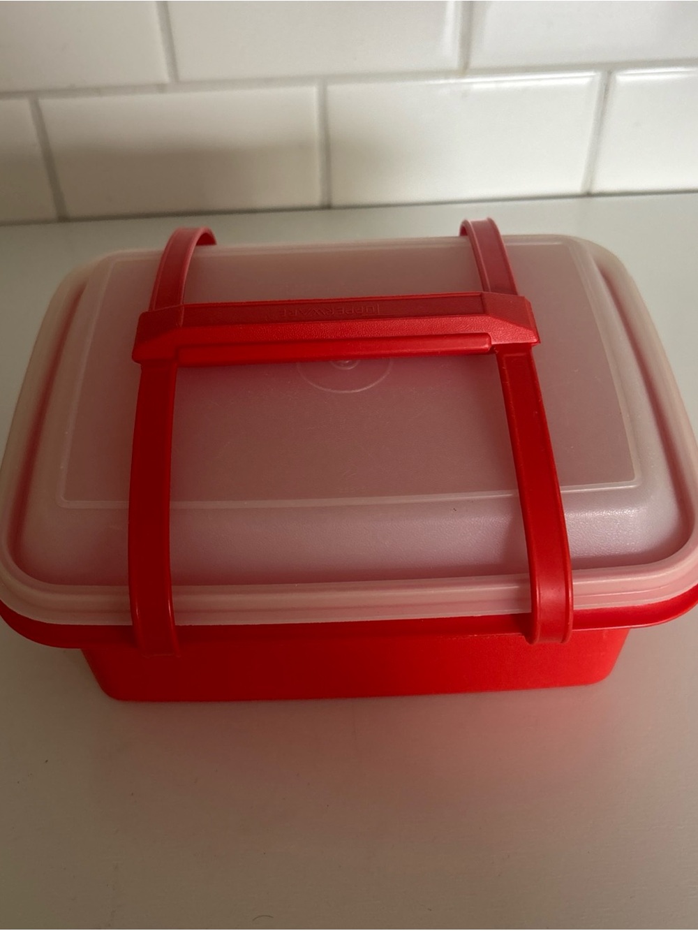 Vintage Tupperware Mini "Pack N Carry" Lunch Box, Red 3 Piece Set